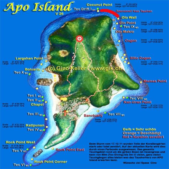 Die neuste Tauchkarte von APO Island