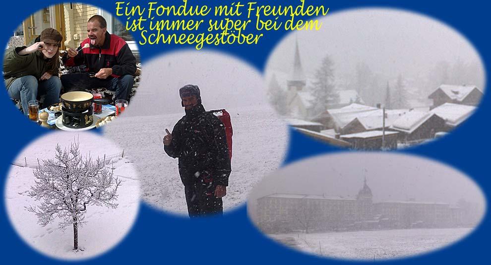 Schneesturm und Fondue gehört zu einem rechten Winter