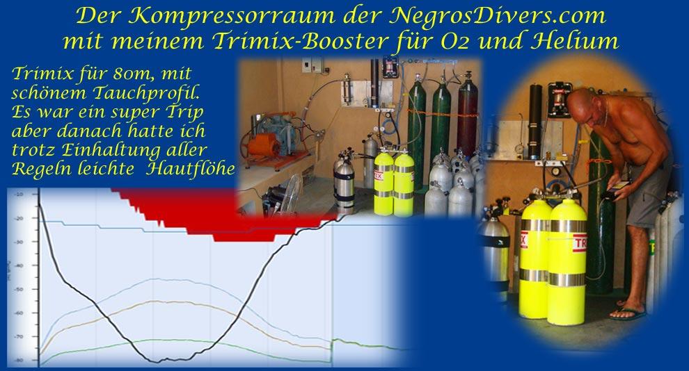 Trimix Mischung für einen 80m TEC-Dive in APO Isalnd